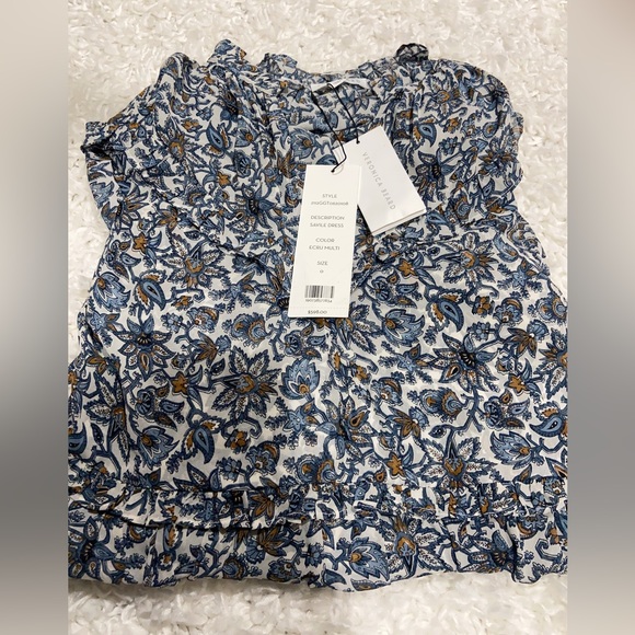 NWT VERONICA BEARD Savile ruffled floral-print silk crepe de chine mini dress - Picture 8 of 10